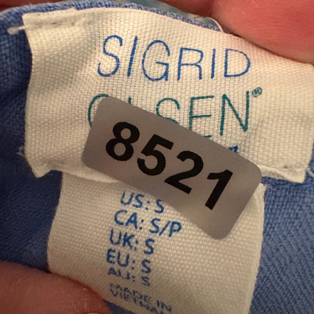 Sigrid Olsen Linen Shift Dress Womens Small Blue Sleeveless V-Neck Contrast Trim - Picture 11 of 11